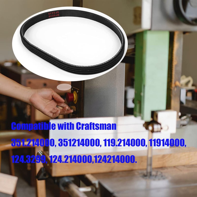 RO6G 119214000 BandSaw Drive Belt for Craftsman 10 Inch Band Saw 1/3 HP Motor 1-JL22020003 119.214000 124.214000 351.214000 (Ribbed Belt) - 2 Pack - Image 2